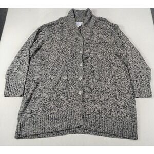 Vintage BFA Classics Cardigan Sweater Womens 3X Gray Collared Cabincore Cozycore